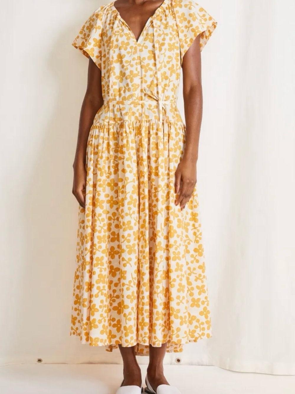 Apiece Apart Yellow Floral Maxi Dress with Pockets plus size 2x